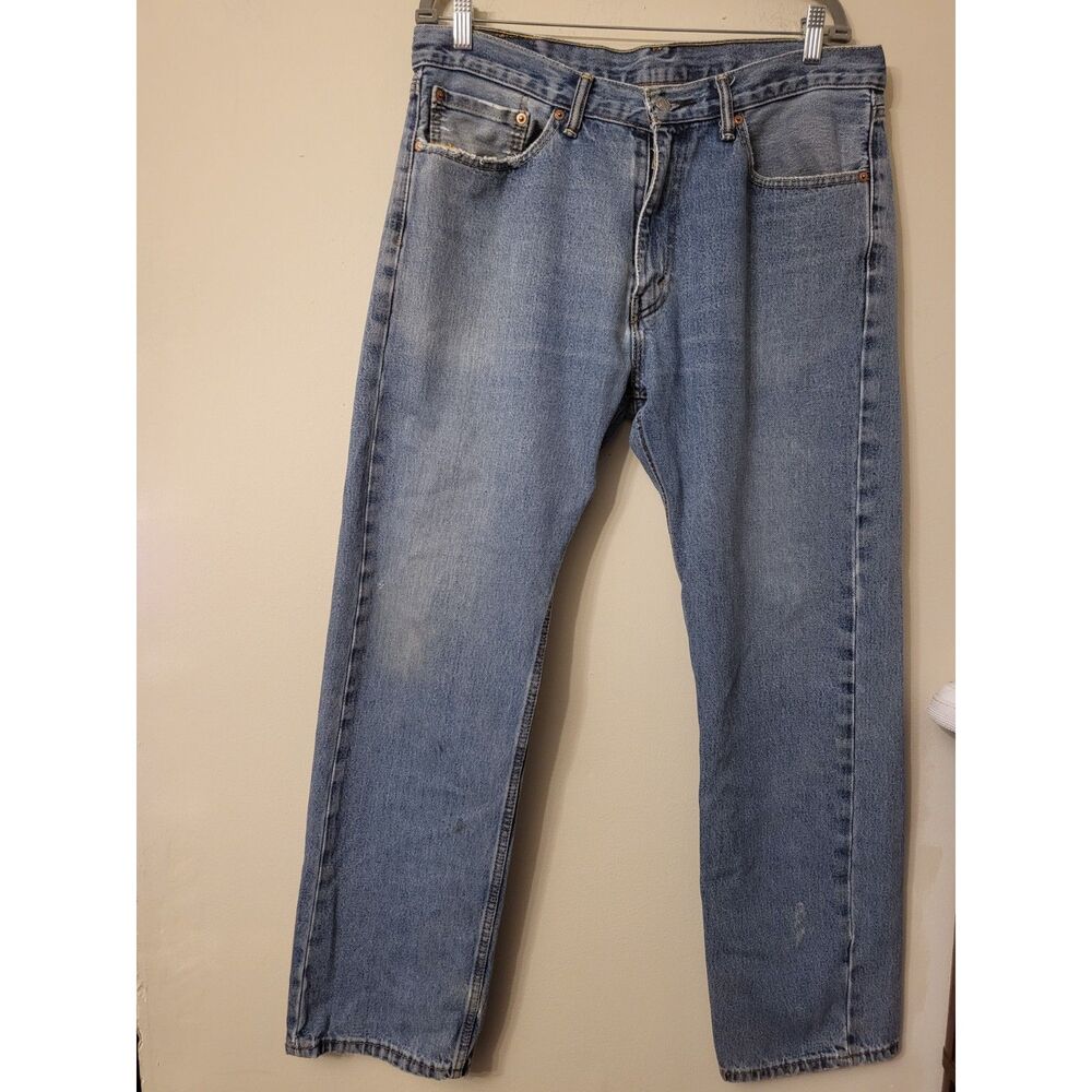 Levi's 505 Men 36/32 Straight Leg Jeans Light Wash Pre Owned 100% Cotton